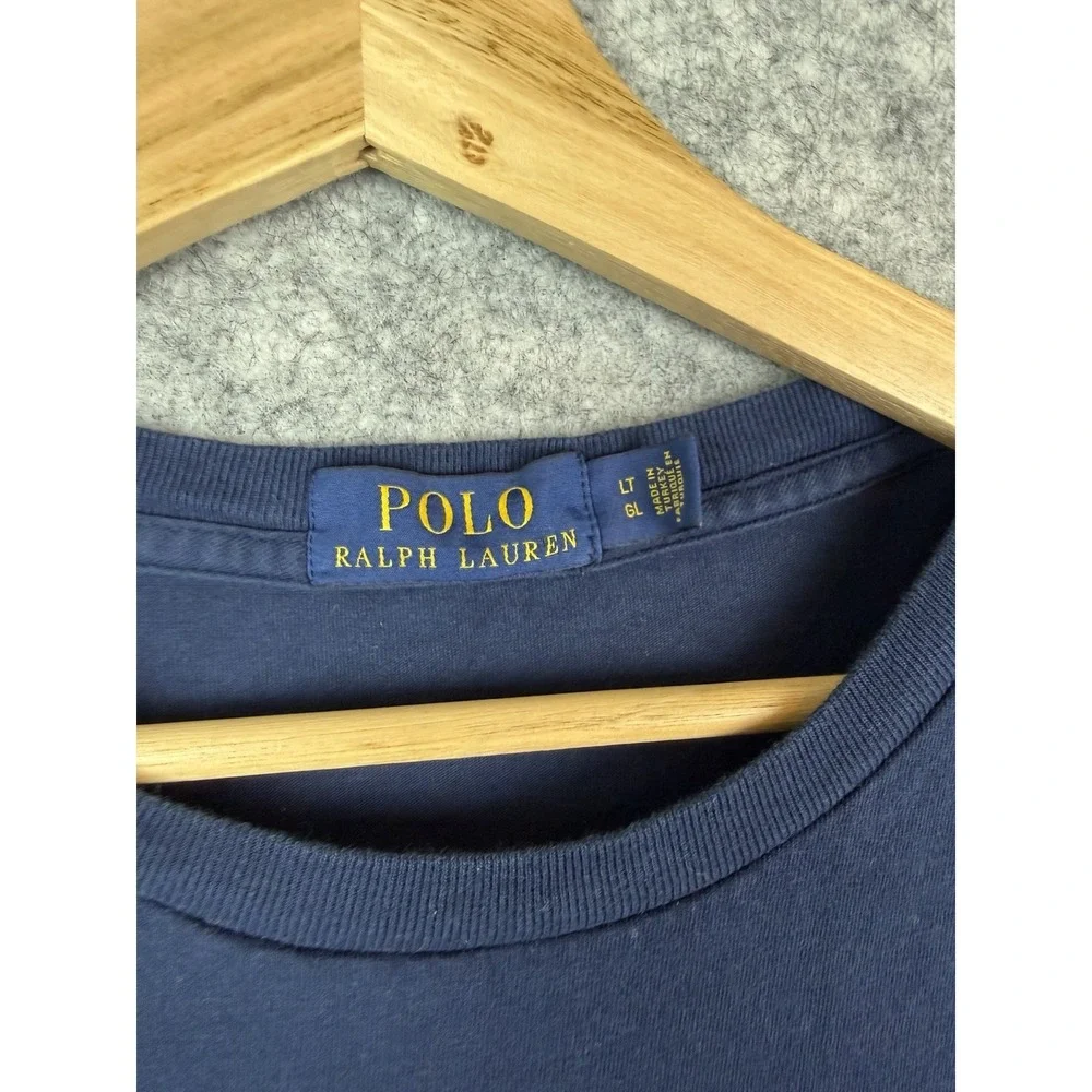 Polo Ralph Lauren Tshirt Men's Large‎ Tall Spellout Big Pony Blue Shortsleeve